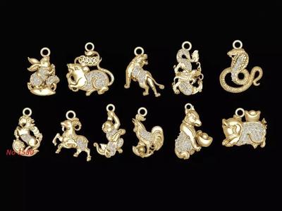 Asian Zodiac Animal Pendant Set 3D Models for Jewelry 1580