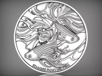 2 fish coin CNC Relief Model