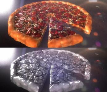 Pizza 3D Realistic slice of in shape of heart