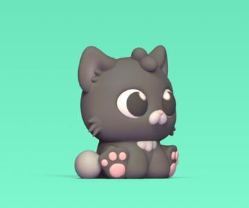 Cute Sitting Round Cat