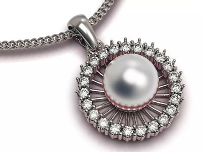 Pearl pendant jewelry  gold  3D printable model