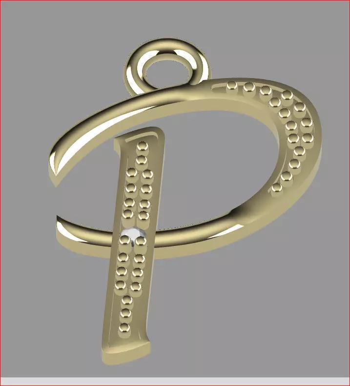 Letter P- Diamond-Studded 3D Model - P-22 3D print model