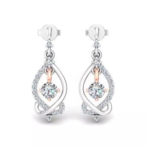 Two Tone Infinity Drop Earrings with Diamond Accents