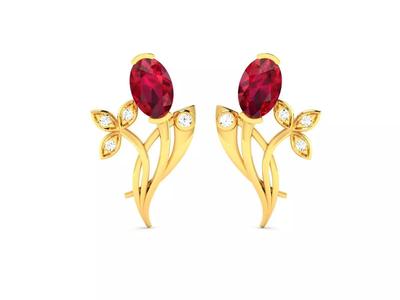 Women Oval Diamond Earring 3dm STL OBJ FBX Render Details