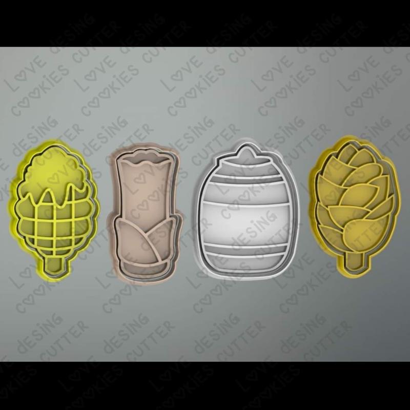 SET CUTTERS PLUS MARKER MEXICAN FOOD