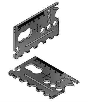 Multifunctional tool in credit card format (14 functions)