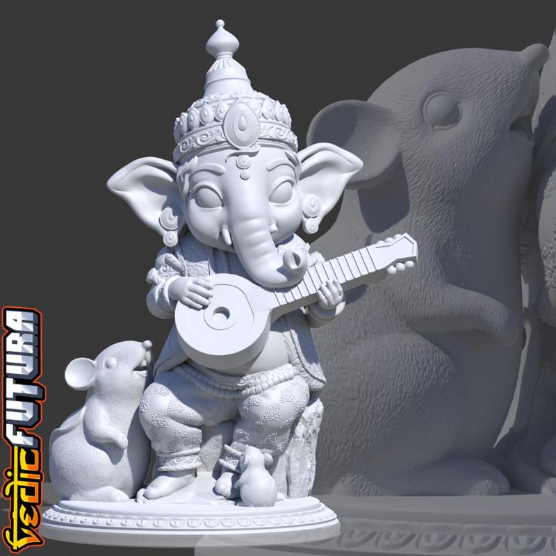 Chibi Ganesh Playing the Veena [Easy Paint]