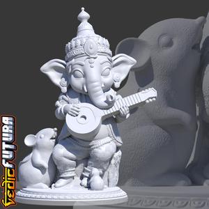 Chibi Ganesh Playing the Veena [Easy Paint]