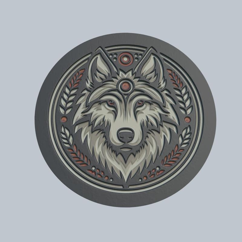 Wolf Animal Medallion Wolf 3d Print Model