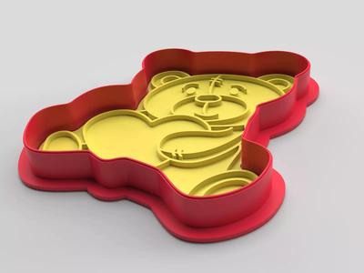 Cookie cutter and stamp - Bear 2 and heart