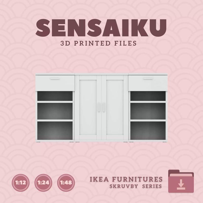 SKRUVBY Cabinet  and Bookshelf  for Dollhouse - IKEA - 3D Print