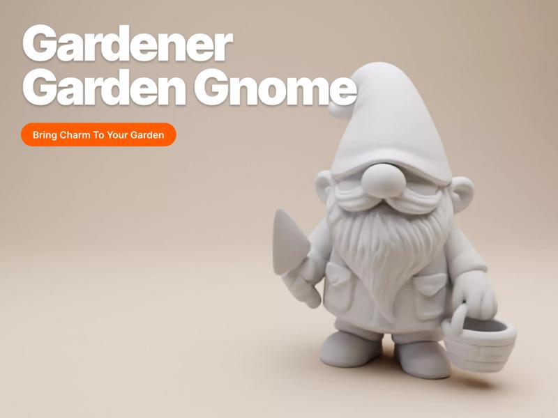 Garden Gnome Whimsical Gardener with Shovel and Basket