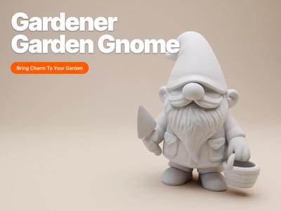 Garden Gnome Whimsical Gardener with Shovel and Basket