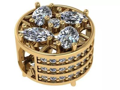 PANDORA gold ring with diamonds in center
