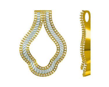 JCD format Unique shape pendant with baguette cut pendant