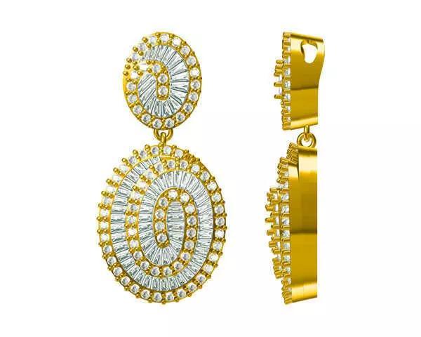 JCD format Vintage oval shape baguette cut diamond shape pendant