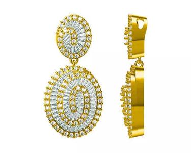 JCD format Vintage oval shape baguette cut diamond shape pendant