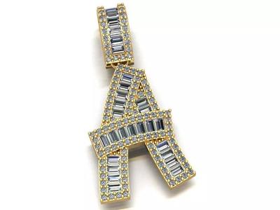Baguette Diamond Letter Necklace