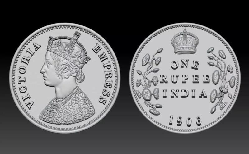 Victoria Empress and One Rupee Coin of 1906