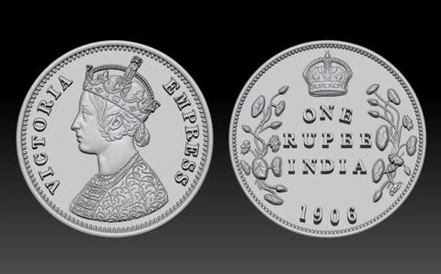 Victoria Empress and One Rupee Coin of 1906