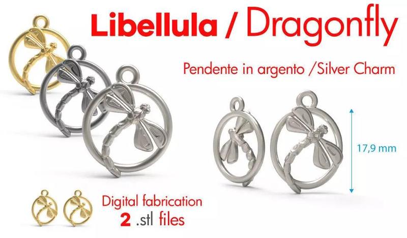 Dragonfly silver Charm digital fabricaion