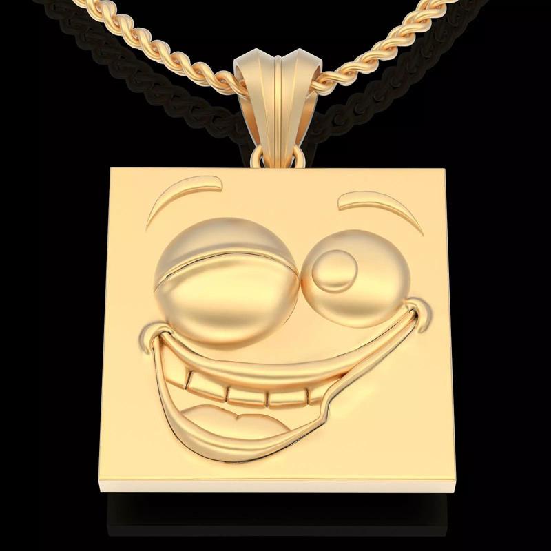 Emoji face comic pendant silver gold jewelry 3D printable model
