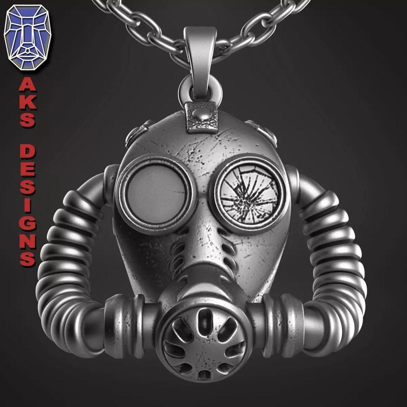 Pendant biker jewelry Gas mask respirator v1