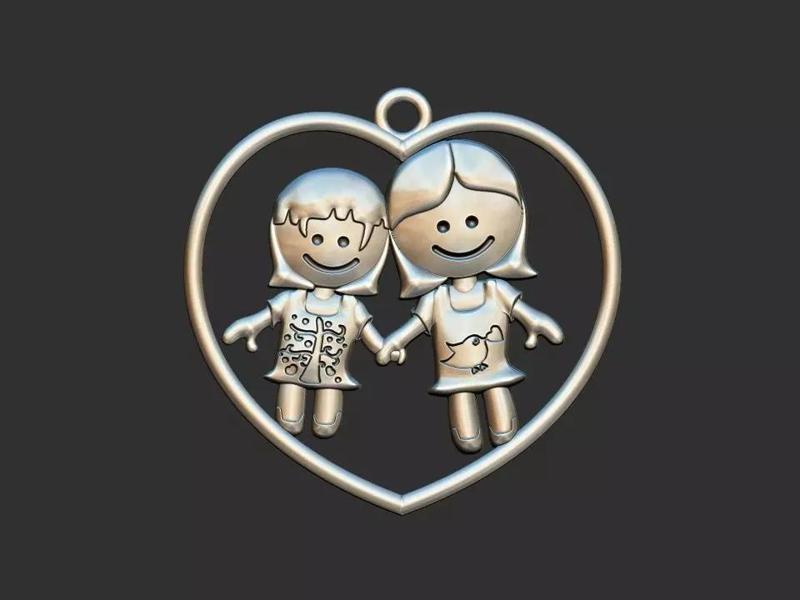 Girls and Heart - Daughter pendant