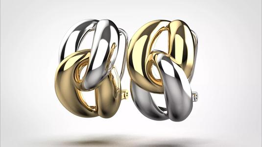 Chain earring stl obj 3D print model ER010 3D print model