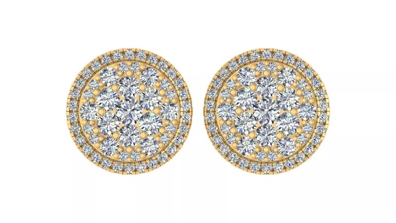 Classic Round Cluster Diamond Stud Earrings