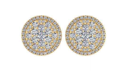Classic Round Cluster Diamond Stud Earrings
