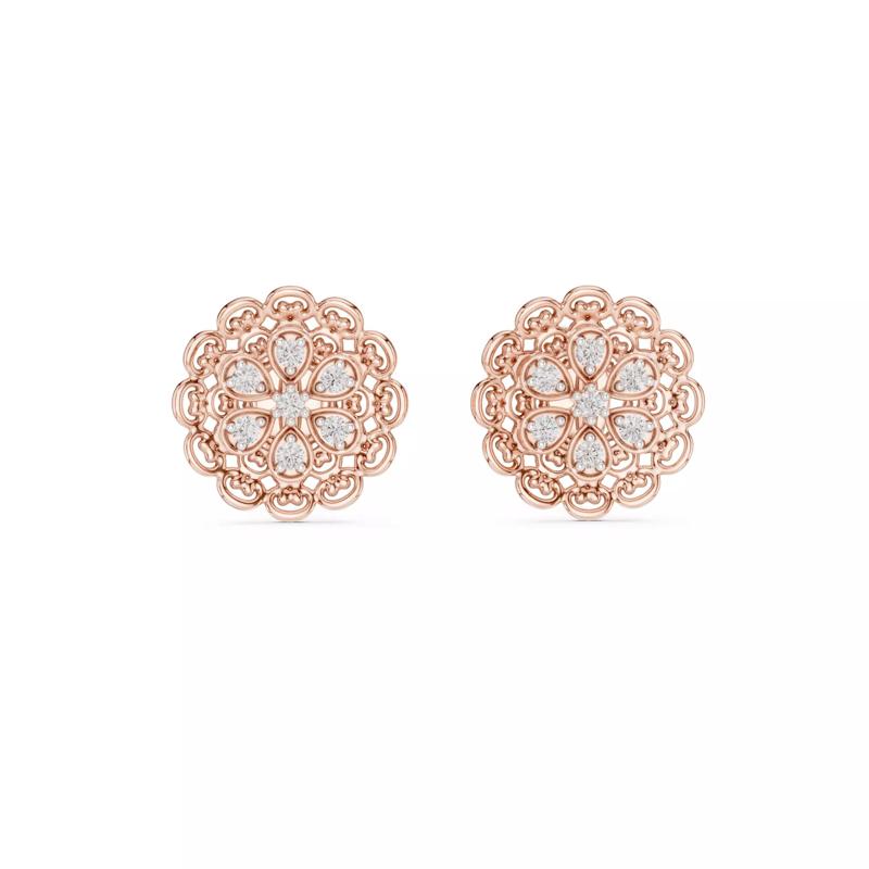 Diamond Studs Earrings 3dm stl renders details 360 animation