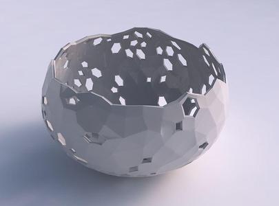 Bowl spheric twisted with twisted crystal skin with holes