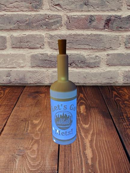 Lets Go Mets Lithophane Wine Bottle