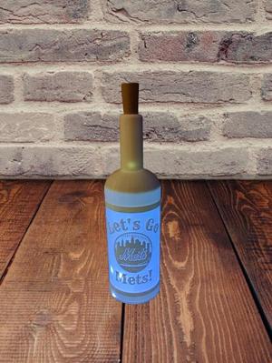 Lets Go Mets Lithophane Wine Bottle