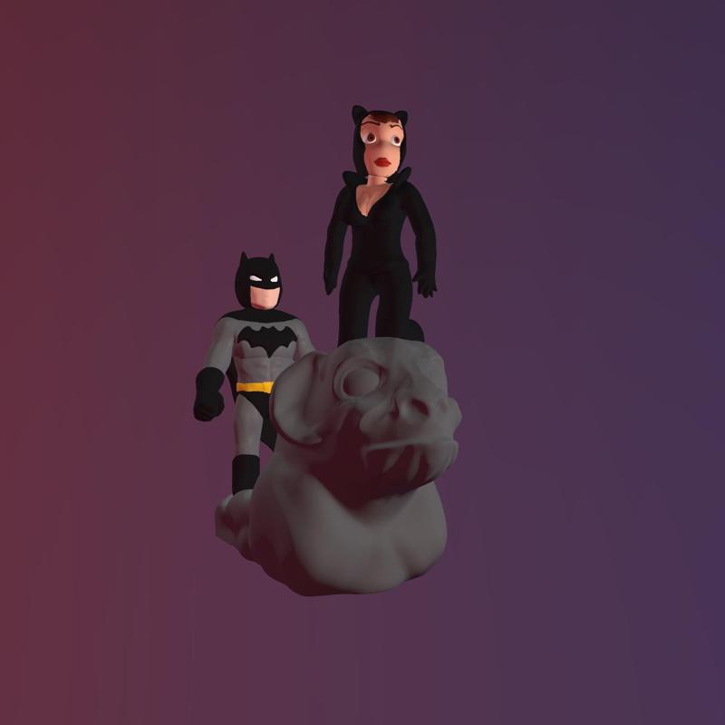 Chibi Batman and Catwoman Statue