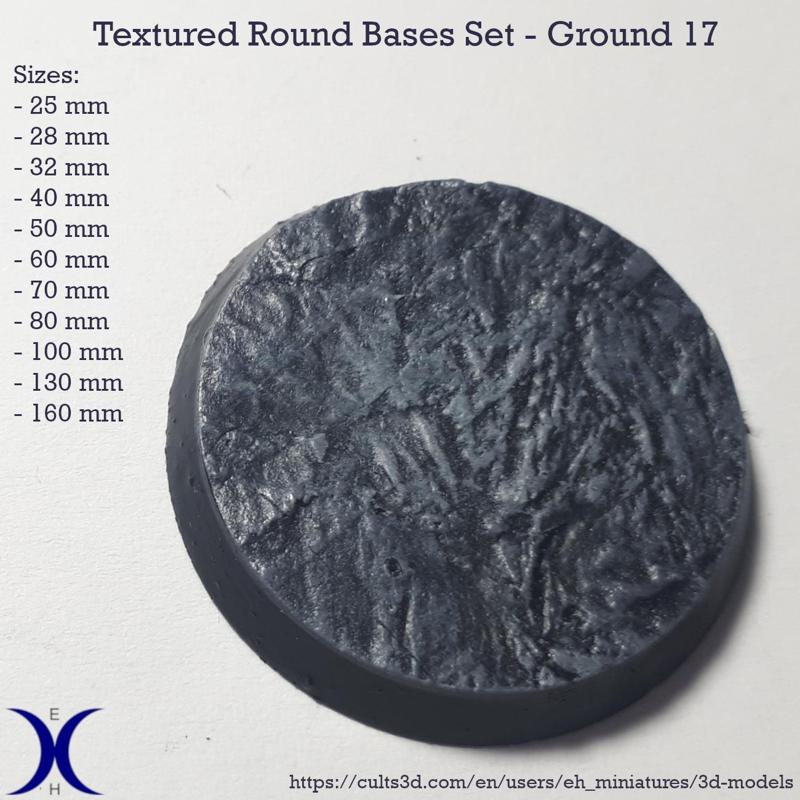 Round Bases Set – Ground 17 Texture (25–160mm) | Perfect for Tabletop Wargames & RPG's