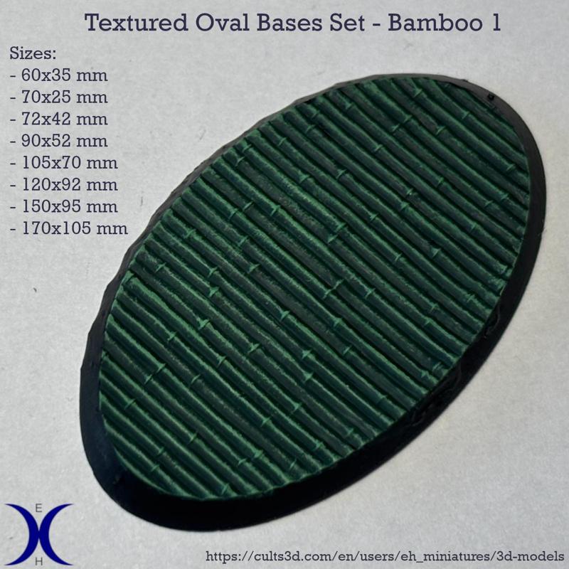 Oval Bases Set – Bamboo 1 Texture (60–170MM) | Perfect For Tabletop Wargames & RPG's