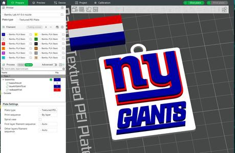 NFL new york giants keychain Shield Printable and Renderable