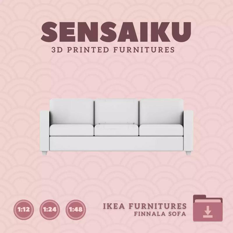 FINNALA 3 Seat Sofa for Miniature Dollhouse IKEA 3D Print