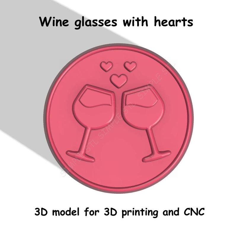 Wine glasses with hearts Stl File