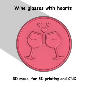 Wine glasses with hearts Stl File