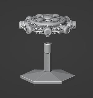 Battleship Class Saucer Spaceship and Flight Stand