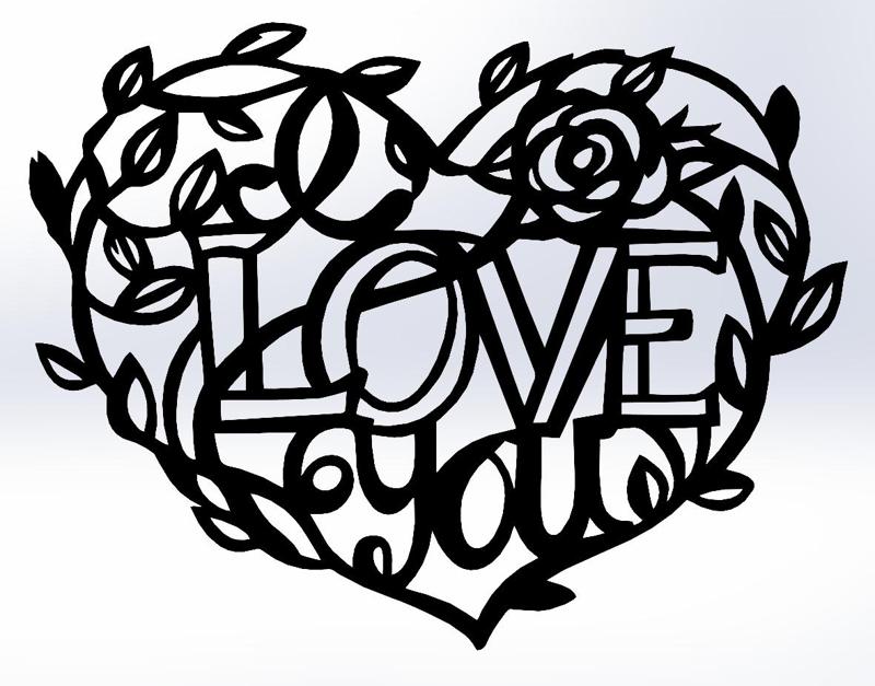 Heart of Roses with "Love You" - Romantic Line Art for Valentine's Day