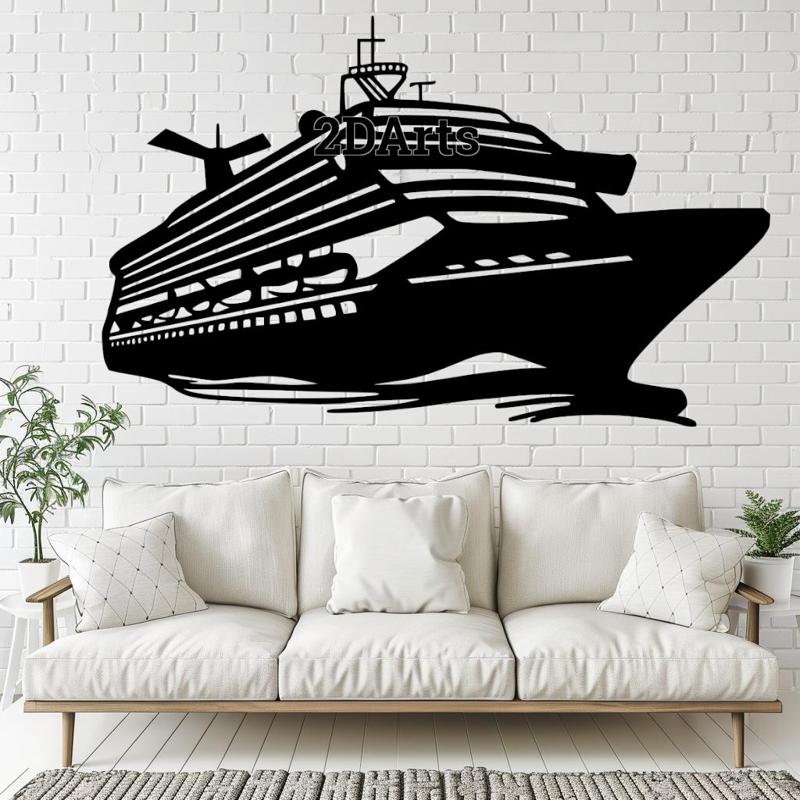 Cruise Ship 2D Wall Art/Window Art - Digital STL & SVG Files for 3D Printing and Laser Cutting