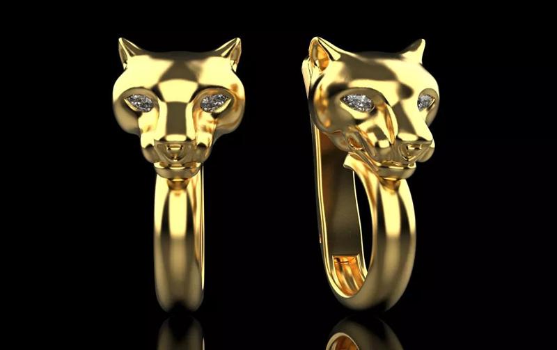 panther gold earrings