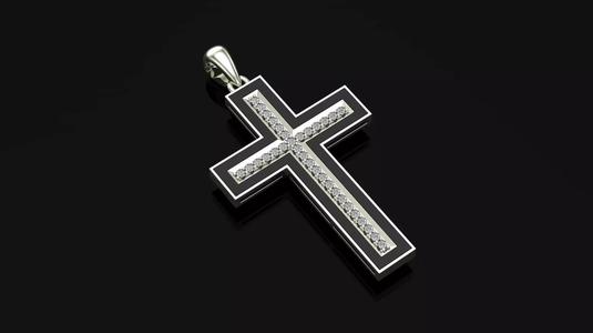 Cross 3D print model pendant with diamonds