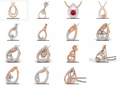 15 Pear Shape Light wt Diamond Charms Pendant 3dm render Detail  3D Model Collection
