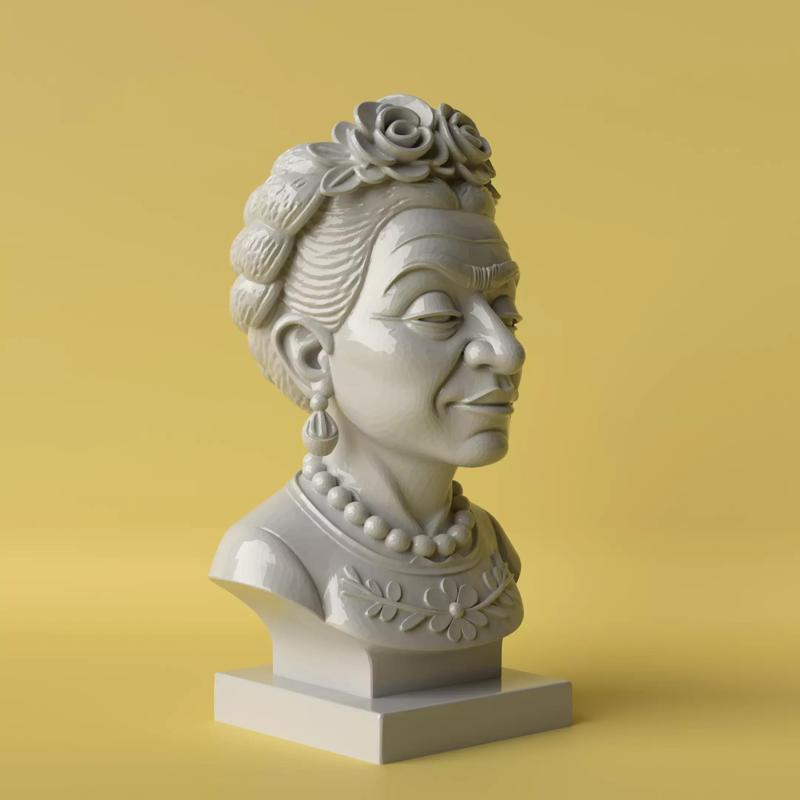 Frida Kahlo Caricature Bust Stylized and Decorative Sculpture