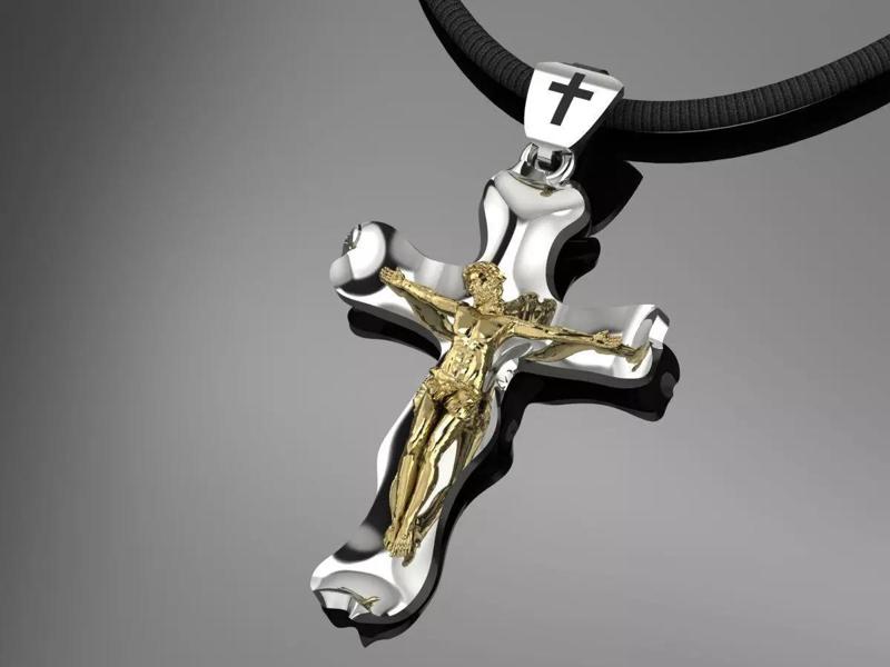 Cross Pendant Jesus Gold